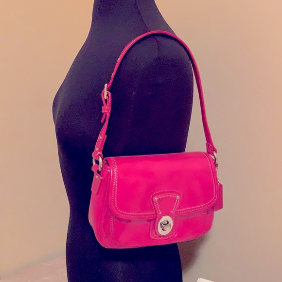 Coach Pink Patent Leather Turn Lock Penny Flap Bag - Picture 4 of 10